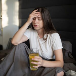 A woman dealing with a cold