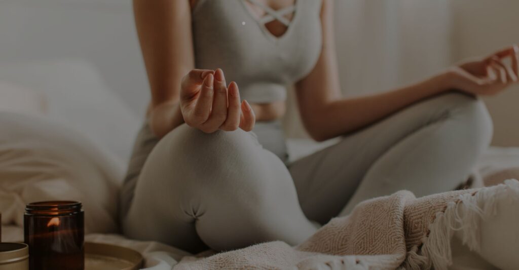 a woman meditating